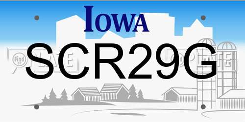 SCR29G Iowa License Plate