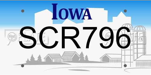 SCR796 Iowa License Plate