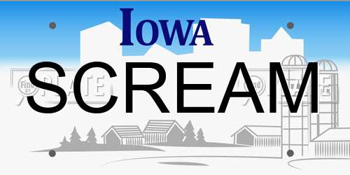 SCREAM Iowa License Plate