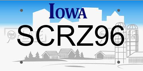 SCRZ96 Iowa License Plate