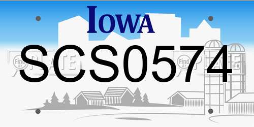 SCS0574 Iowa License Plate