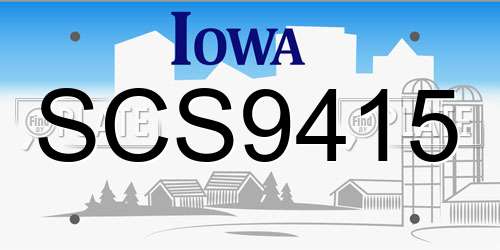 SCS9415 Iowa License Plate