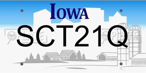 SCT21Q Iowa License Plate