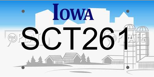 SCT261 Iowa License Plate