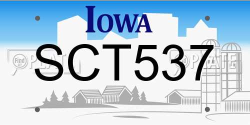 SCT537 Iowa License Plate
