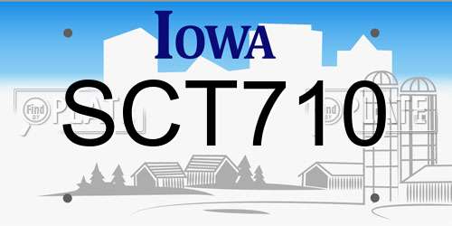 SCT710 Iowa License Plate