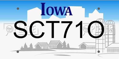 SCT71O Iowa License Plate