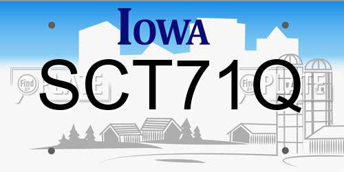 SCT71Q Iowa License Plate