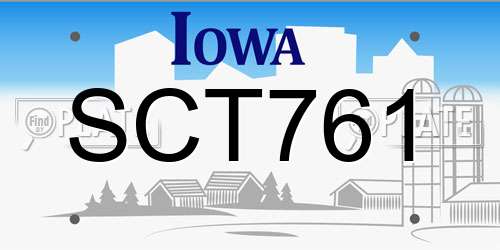 SCT761 Iowa License Plate