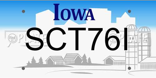 SCT76I Iowa License Plate
