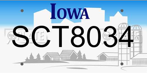 SCT8034 Iowa License Plate