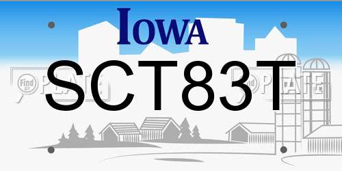 SCT83T Iowa License Plate