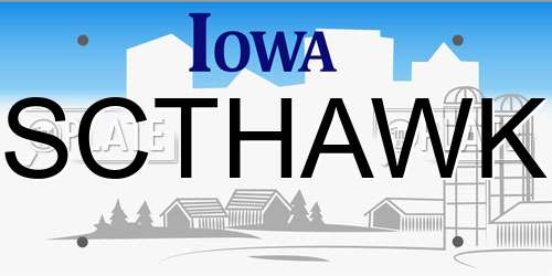SCTHAWK Iowa License Plate