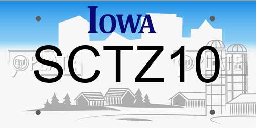 SCTZ10 Iowa License Plate