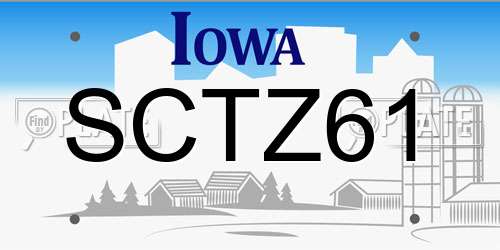 SCTZ61 Iowa License Plate
