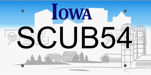SCUB54 Iowa License Plate