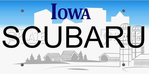 SCUBARU Iowa License Plate