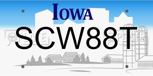 SCW88T Iowa License Plate