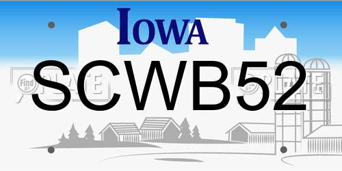 SCWB52 Iowa License Plate