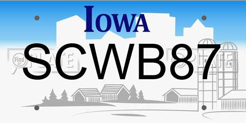 SCWB87 Iowa License Plate