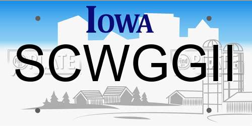 SCWGGII Iowa License Plate