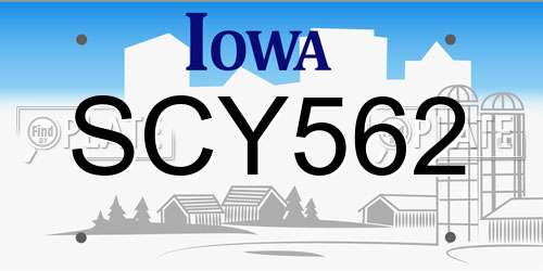 SCY562 Iowa License Plate