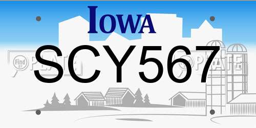 SCY567 Iowa License Plate