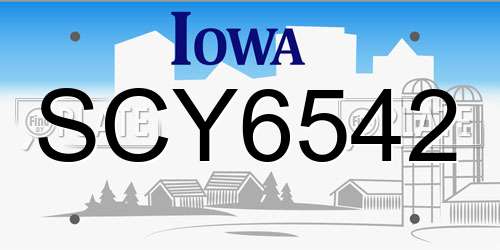 SCY6542 Iowa License Plate
