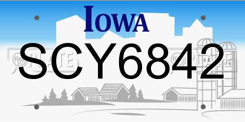 SCY6842 Iowa License Plate