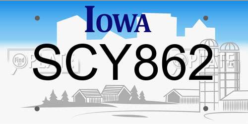 SCY862 Iowa License Plate