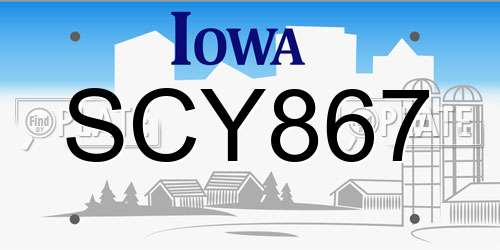 SCY867 Iowa License Plate