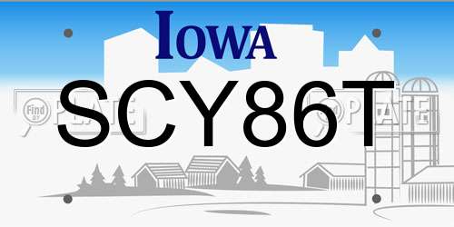 SCY86T Iowa License Plate