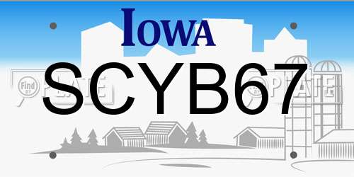 SCYB67 Iowa License Plate