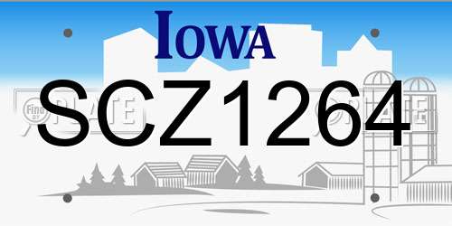 SCZ1264 Iowa License Plate