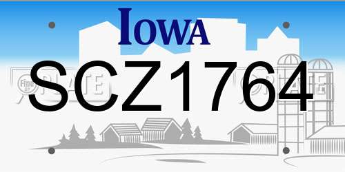 SCZ1764 Iowa License Plate