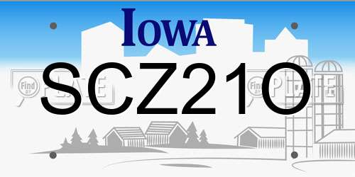 SCZ21O Iowa License Plate