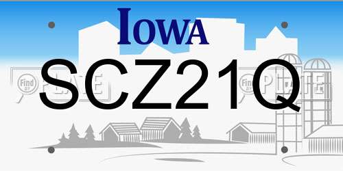 SCZ21Q Iowa License Plate