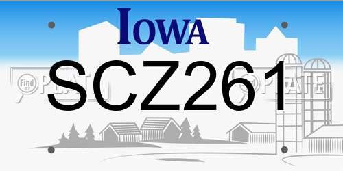 SCZ261 Iowa License Plate