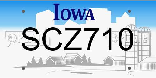 SCZ710 Iowa License Plate