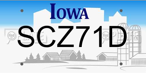 SCZ71D Iowa License Plate