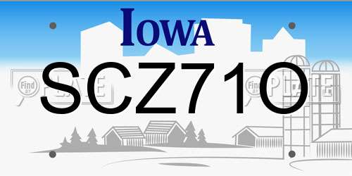 SCZ71O Iowa License Plate
