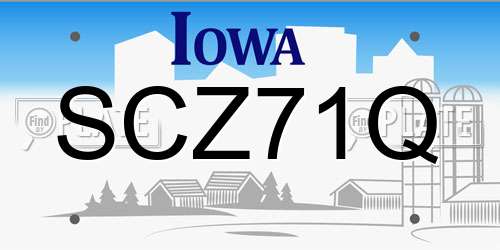 SCZ71Q Iowa License Plate