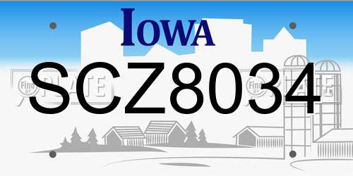 SCZ8034 Iowa License Plate