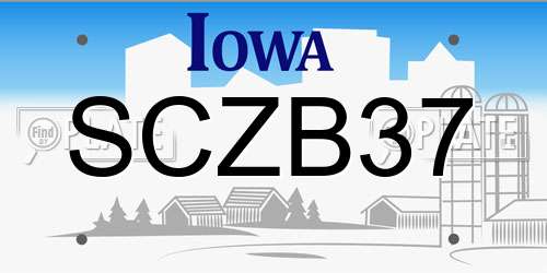SCZB37 Iowa License Plate