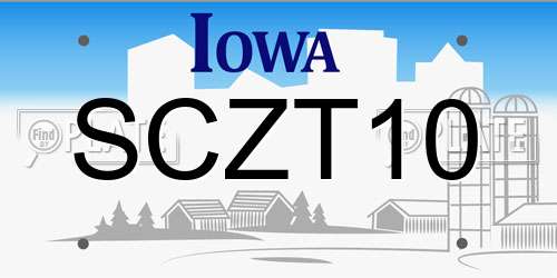 SCZT10 Iowa License Plate