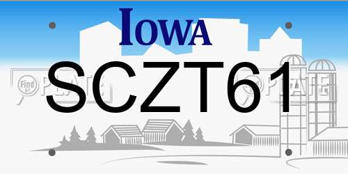 SCZT61 Iowa License Plate