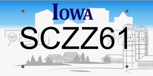 SCZZ61 Iowa License Plate
