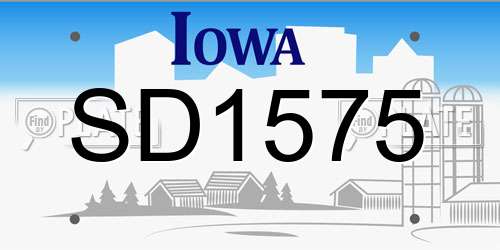 SD1575 Iowa License Plate
