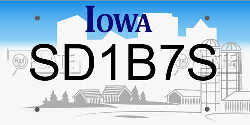 SD1B7S Iowa License Plate