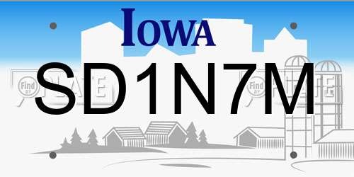 SD1N7M Iowa License Plate